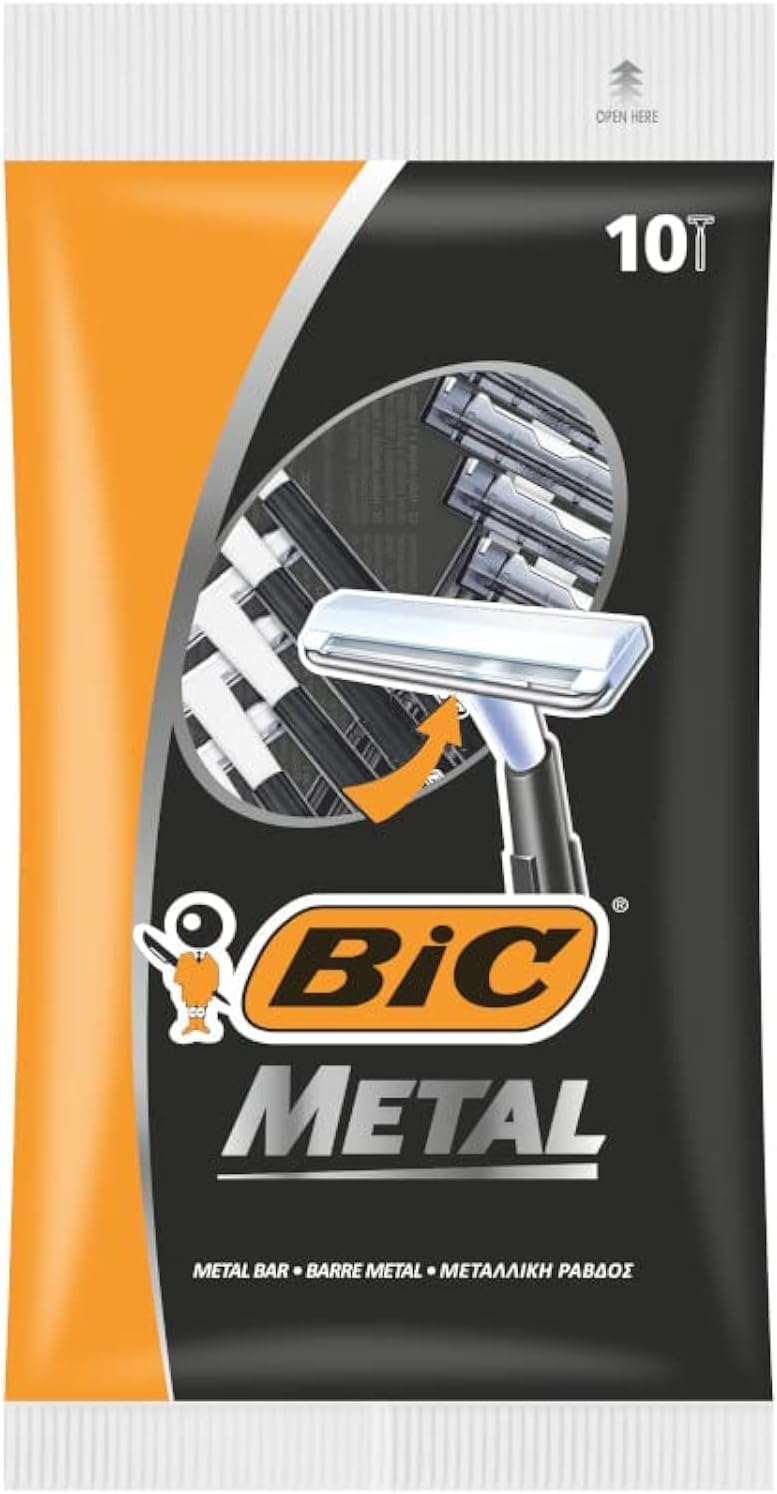 Bic Metal Quality Disposable Men's Shaving Razors, Best Single Blade, 10-Count