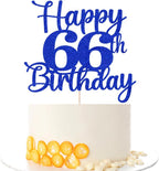 Kaoenla Happy 66th Birthday Cake Topper,Hello 66，Cheers to 66 Years,66th Anniversary Cake Topper，66 years old happy birthday Party Decoration (66th, blue)
