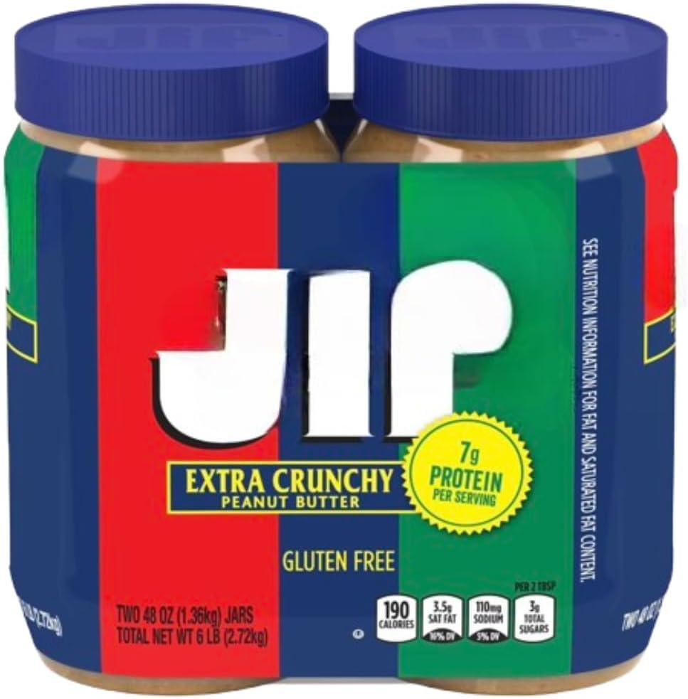 JiŦŦ Extra Crunchy Peanut Butter, 48 Ounce Value (Pack of 2)