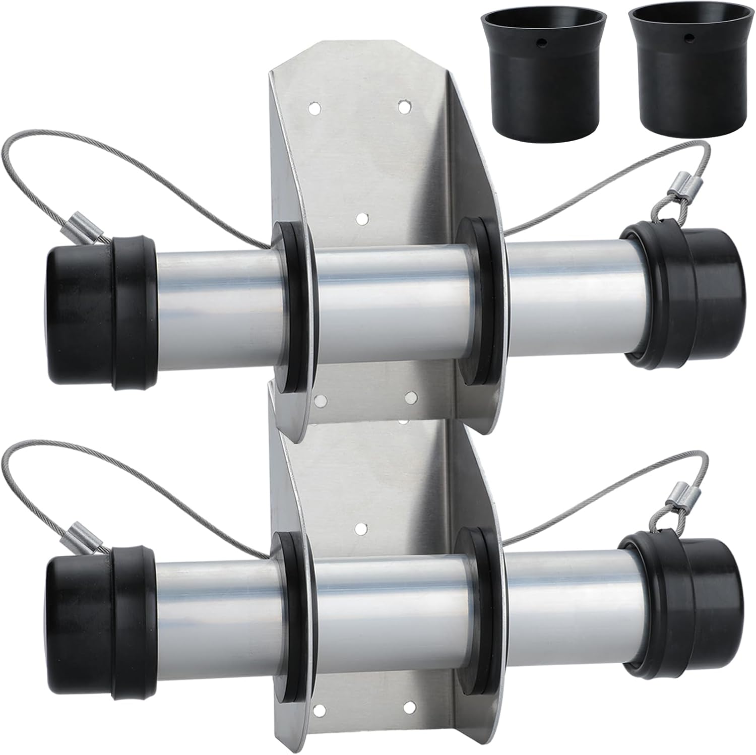 Waterproof Trailer Document Holder Aluminum Tube Trailer Registration Holder for Truck and Utility Trailers with Wires Attached Rubber End Caps, and Spare Caps (2 Pack)