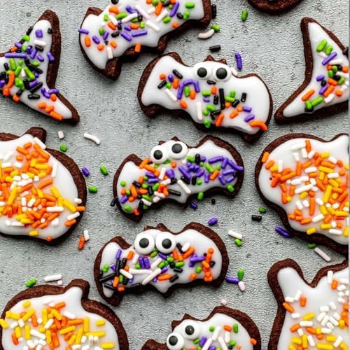 Halloween Jimmies Sprinkles for Cake Decorating 4.2 oz Edible Purple Orange Black and Green Sprinkles for Cupcake Topper Cookie Chocolate Cake Ice cream Decorations Baking Halloween Party