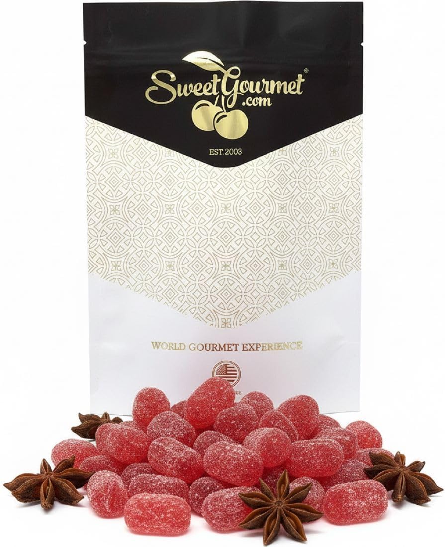 SweetGourmet Sanded Anise Drops, Hard Candy, Classic Holiday Treat, Gluten-Free, Fat-Free, 1 Pound Bag