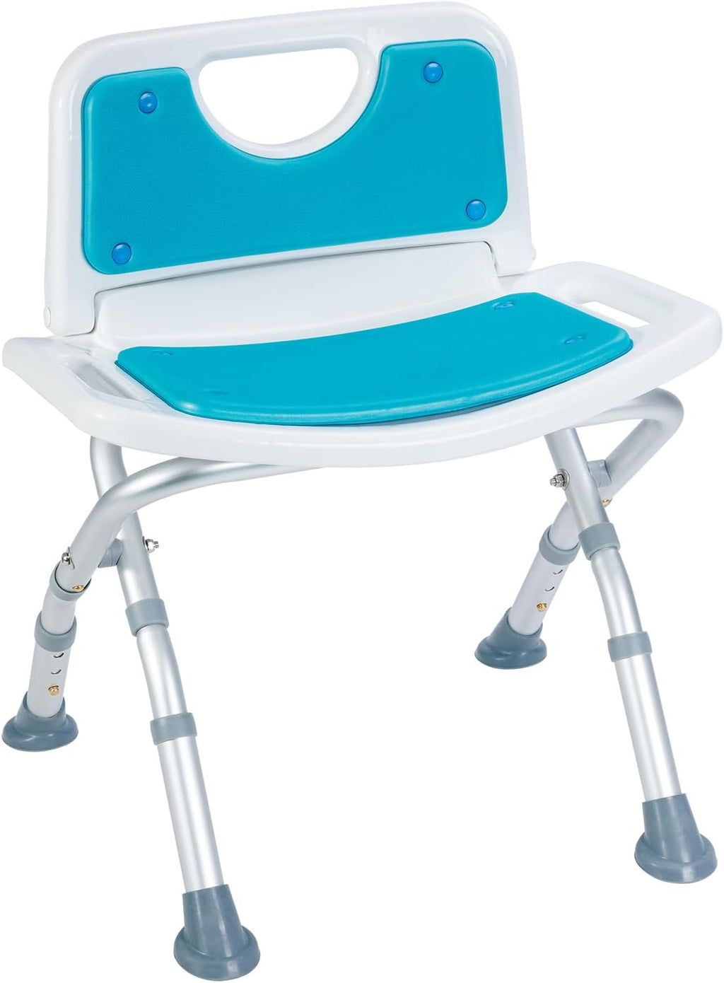 Small Folding Shower Chair with Foldable Back, Portable Bath Stools for Seniors with Removable Pad, Adjustable Height, Supports 280 lbs
