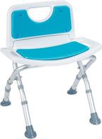 Small Folding Shower Chair with Foldable Back, Portable Bath Stools for Seniors with Removable Pad, Adjustable Height, Supports 280 lbs