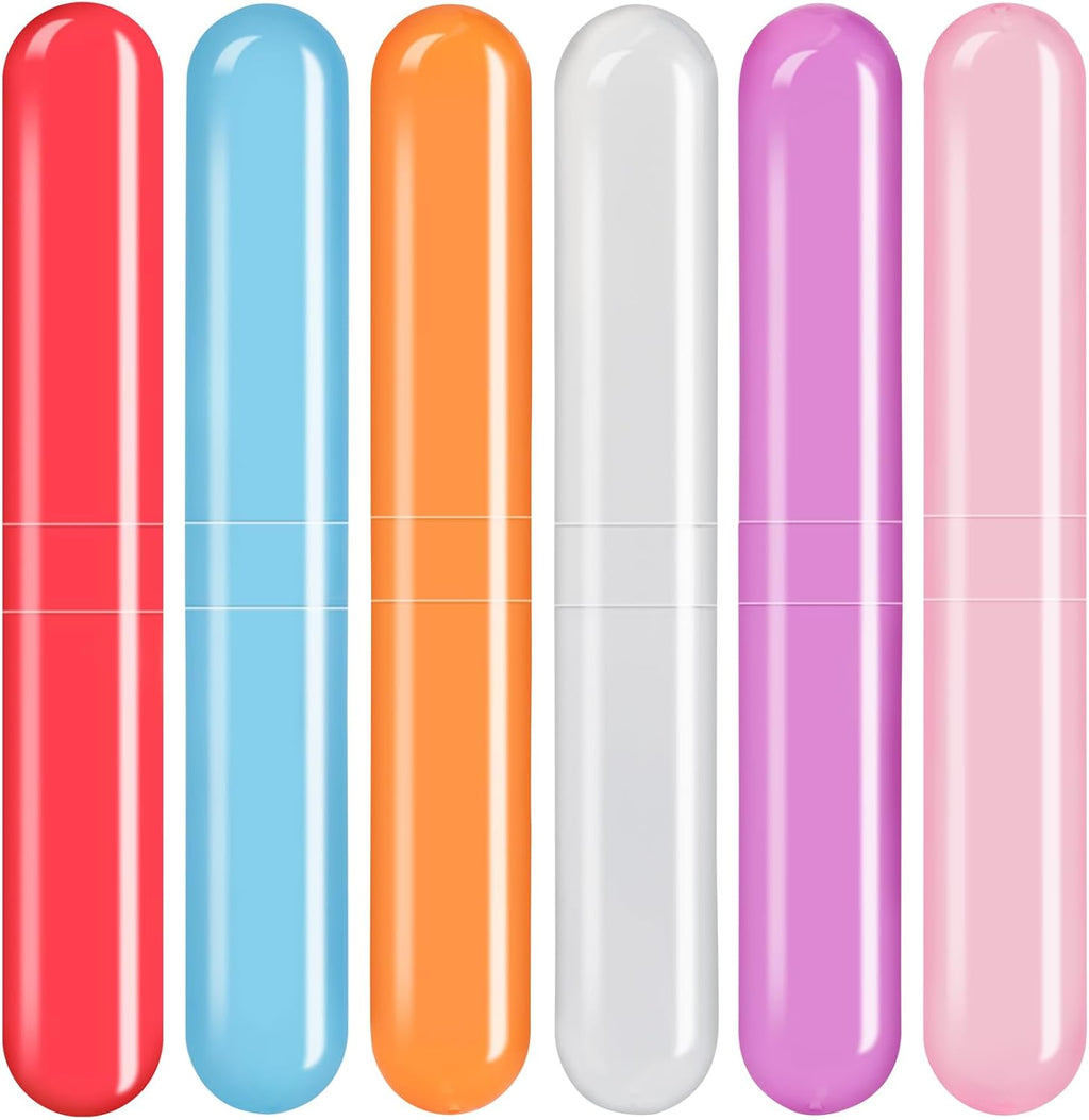 6 Pack Travel Toothbrush Case, Breathable Portable Toothbrush Holder, Plastic Toothbrush Cover Container for Couples Valentine Gifts, Traveling, Bathroom, School, Home, Business, Camping