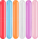 6 Pack Travel Toothbrush Case, Breathable Portable Toothbrush Holder, Plastic Toothbrush Cover Container for Couples Valentine Gifts, Traveling, Bathroom, School, Home, Business, Camping