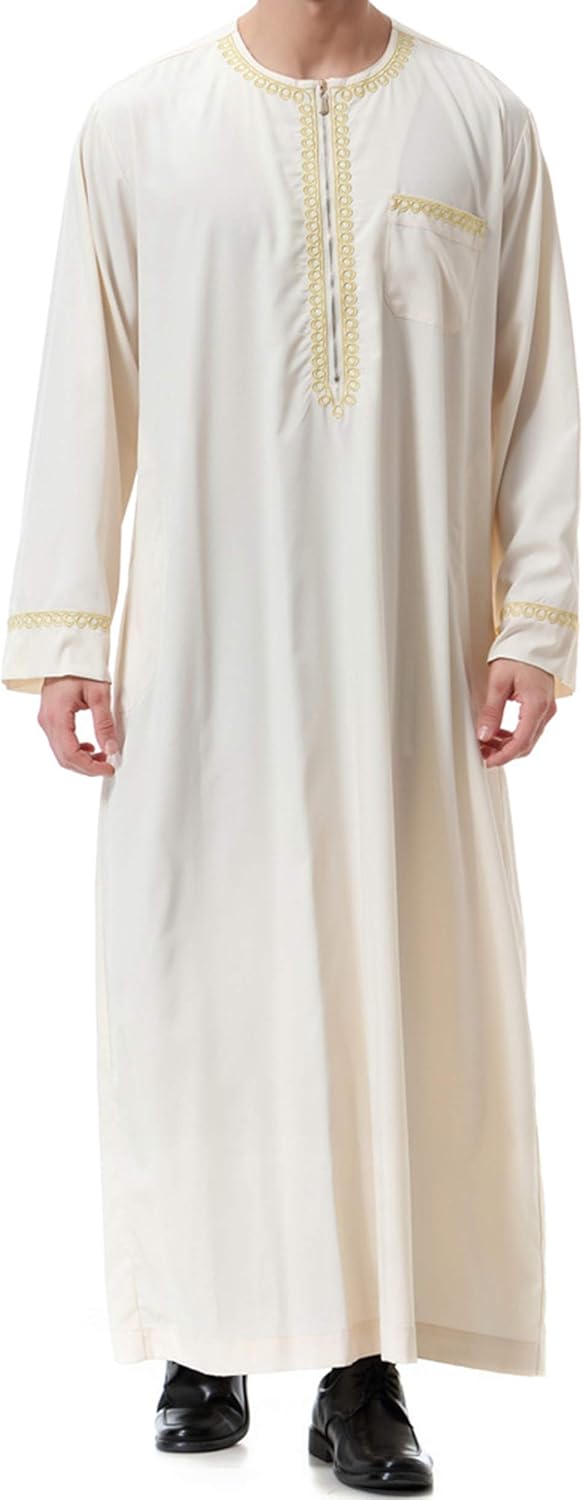 Islamic Mens Clothing Kaftan Maxi-Muslim Male Shirt Long Sleeve Abaya Dubai Cotton…