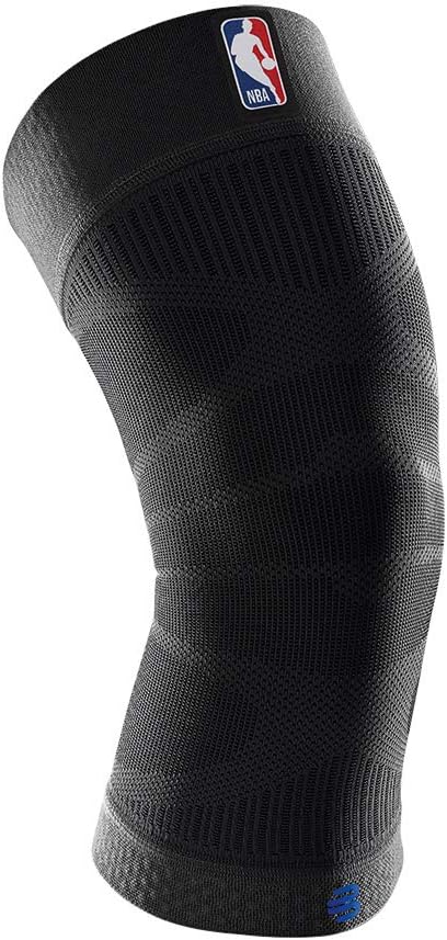Bauerfeind Sports Compression Knee Support NBA - Lightweight Design with Gripping Zones for Basketball Knee Pain Relief & Performance with Team Designs (Black, L)