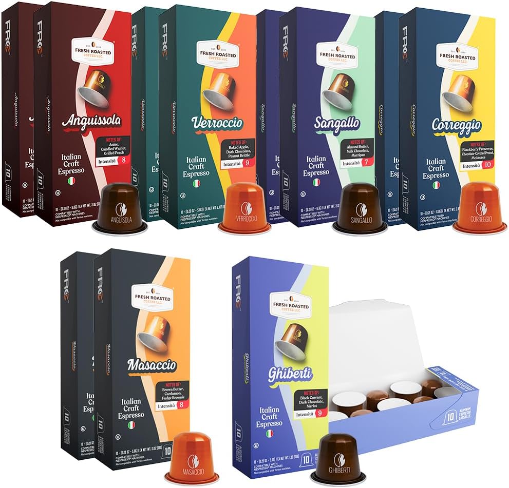 Fresh Roasted Coffee Espresso Pods for Nespresso OriginalLine, Italian Craft Espresso Variety, 120 Recyclable Aluminum Capsules