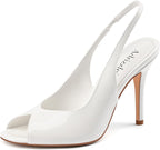 Adrizzlein Women's High Heels Peep Toe Pumps Shoes Fish Mouth Sandals 4 inch Stiletto Heels for Dress Wedding Party