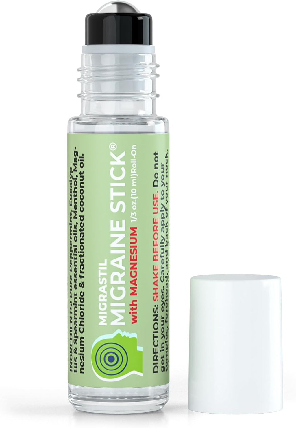 MIGRASTIL Migraine Stick with Magnesium Cooling Peppermint Eucalyptus Essential Oil Topical Magnesium for Headache Support. Made in The USA 10 ml