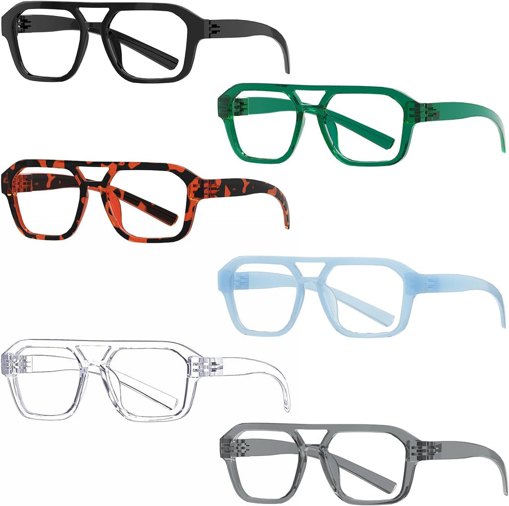 Eyekepper 6 Pack Pilot Reading Glasses for Men, Metalless Screwless Spring Hinges Readers, +1.25
