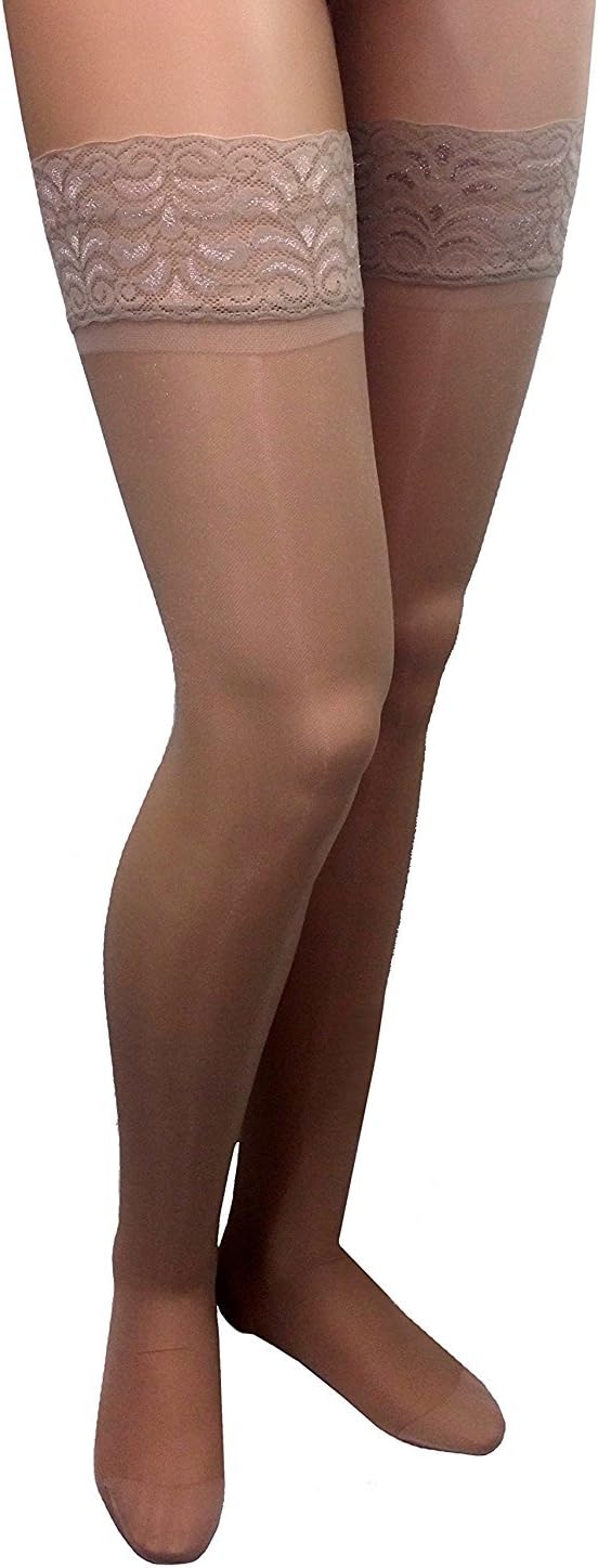 ITA-MED Sheer Thigh High Compression Socks for Women - 15-20 mmHg Graduated Compression Socks - Medical Sheer Compression Stockings for Circulation, Varicose Veins, Swelling - Closed Toe Sheer Socks
