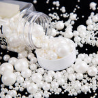 Homankit Edible White Pearl Sugar Sprinkles Candy Mixing Size Baking Cake Decorations Cupcake Toppers Cookie Decorating Wedding Party Valentine's Halloween Christmas Supplies 120g/ 4.23oz