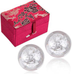 2Pcs 3D Crystal Baoding Balls with Storage Box Dual Dragons Design Hand Therapy Balls Transparent Stress Relief Balls Chinese Meditation Balls for Muscle Relaxation Hand Exercise