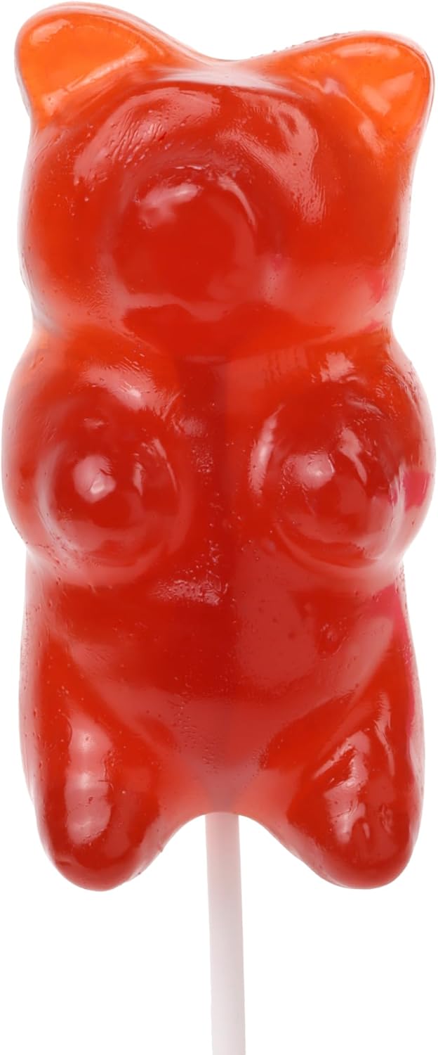 Gigantic Gummy Bear Lollipop, Cherry Flavored Giant Gummi, Great Candy Gift, 8 Ounces