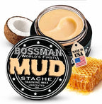 Bossman MUDstache Unscented Mustache Wax for Men (1 oz) – Strong 24-Hour Hold, Non-Tacky & Easy to Apply for Taming & Styling