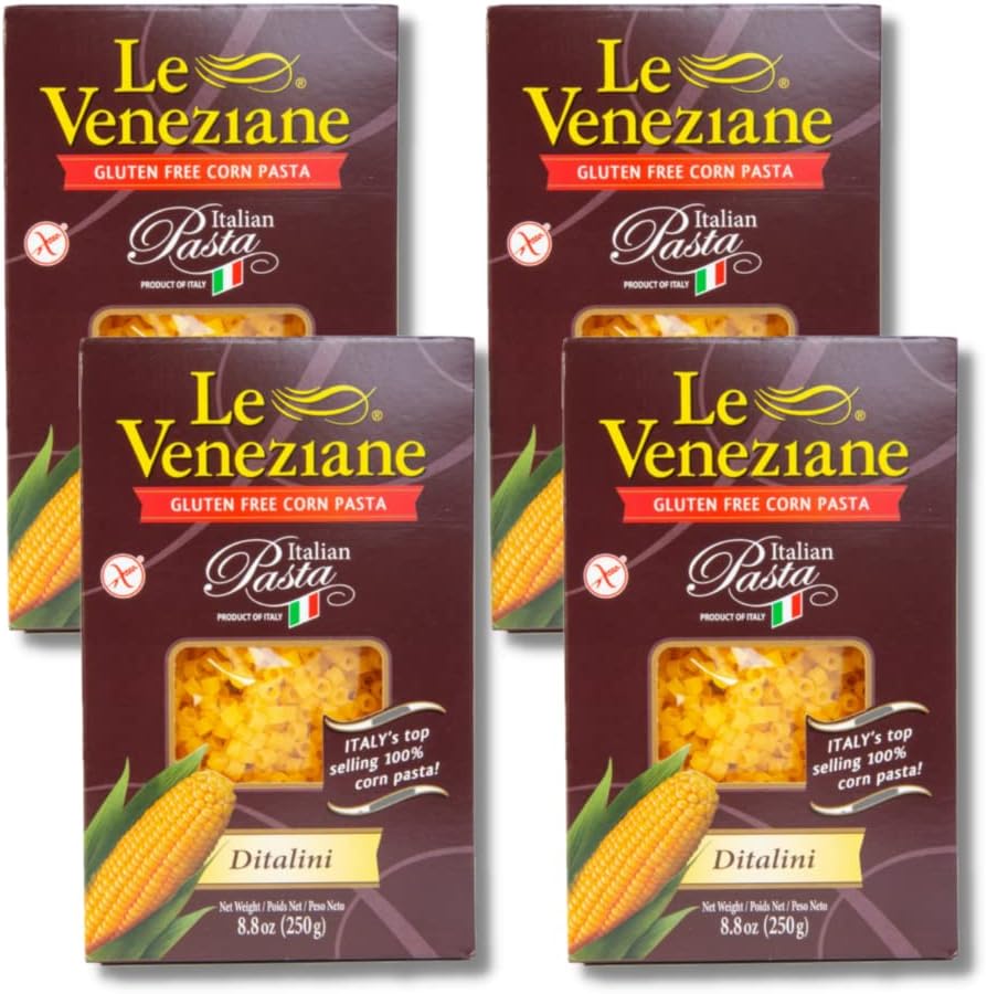 Le Veneziane - Italian Ditalini Pastina [Gluten-Free], (4)- 8.8 oz. Pkgs