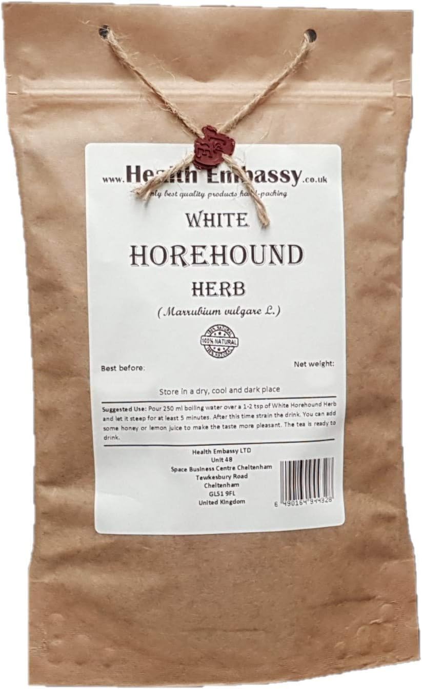 Health Embassy White Horehound Herb | Marrubium Vulgare L | Herbal Tea (50g)