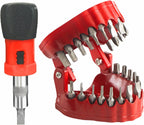 Denture Drill Bit Holder, Dentist Gift, 3D Sculpture Desk Decor, 28PCS 1/4” Hex Bit, 3-in-1 Screwdriver, Desk Gadget, Red