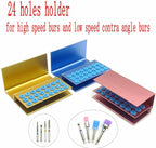 3Pcs 24 Holes Dental Burs Holder Block Case for CA/RA＆FG Dental Autoclavable Burs Holder with Silicon Cover