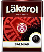 4 Boxes x 25g of Läkerol Salmiak - Original - Swedish - Sugar Free - Salty Licorice - Pastilles - Lozenges - Drops - Dragees - Candies - Sweets
