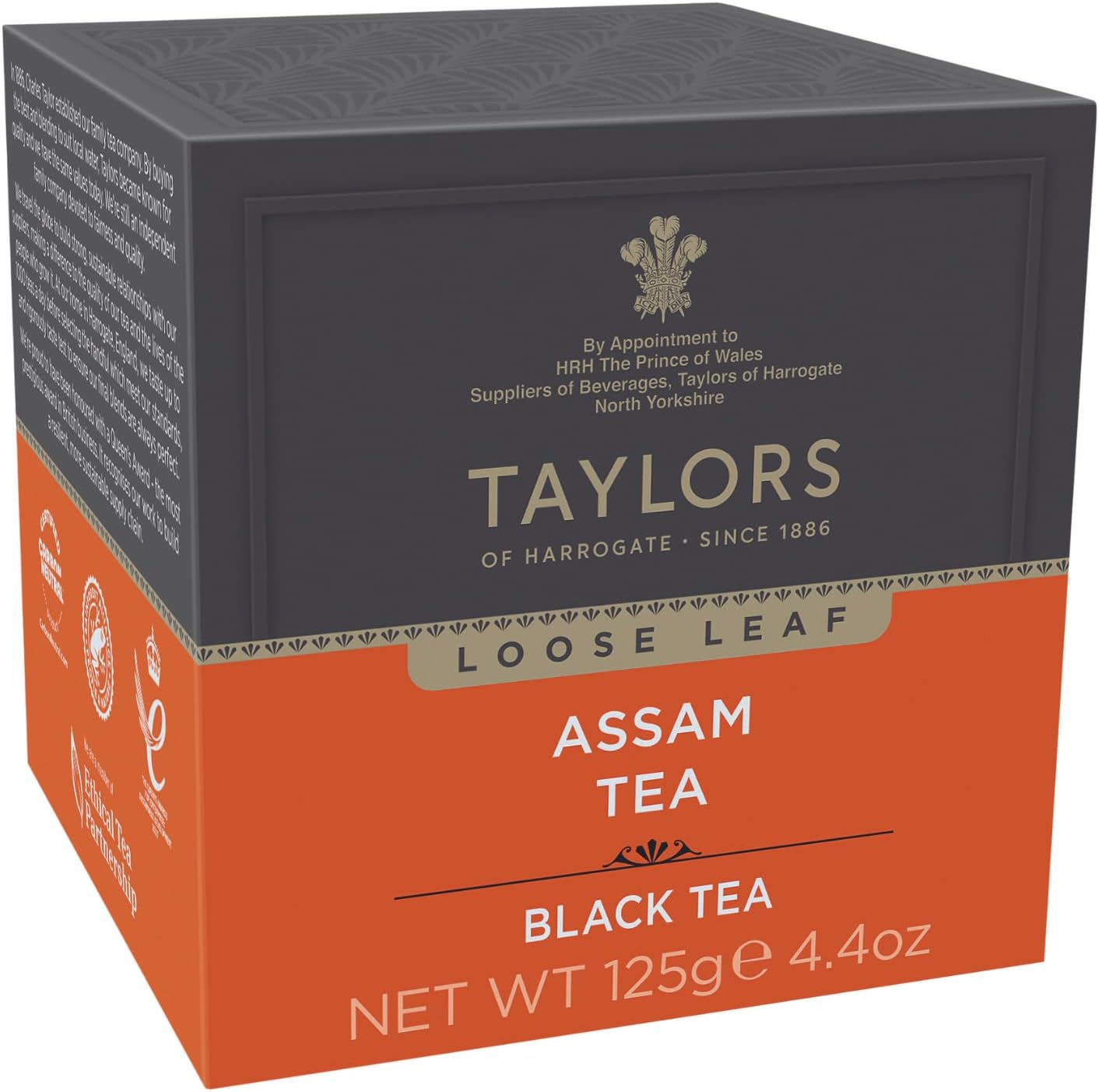 Taylors of Harrogate Pure Assam Black Tea, Loose Leaf, 4.41 Ounce Carton (Pack of 1), Full-bodied, Satisfying & Malty, Caffeinated, Premium Whole Leaf Tea
