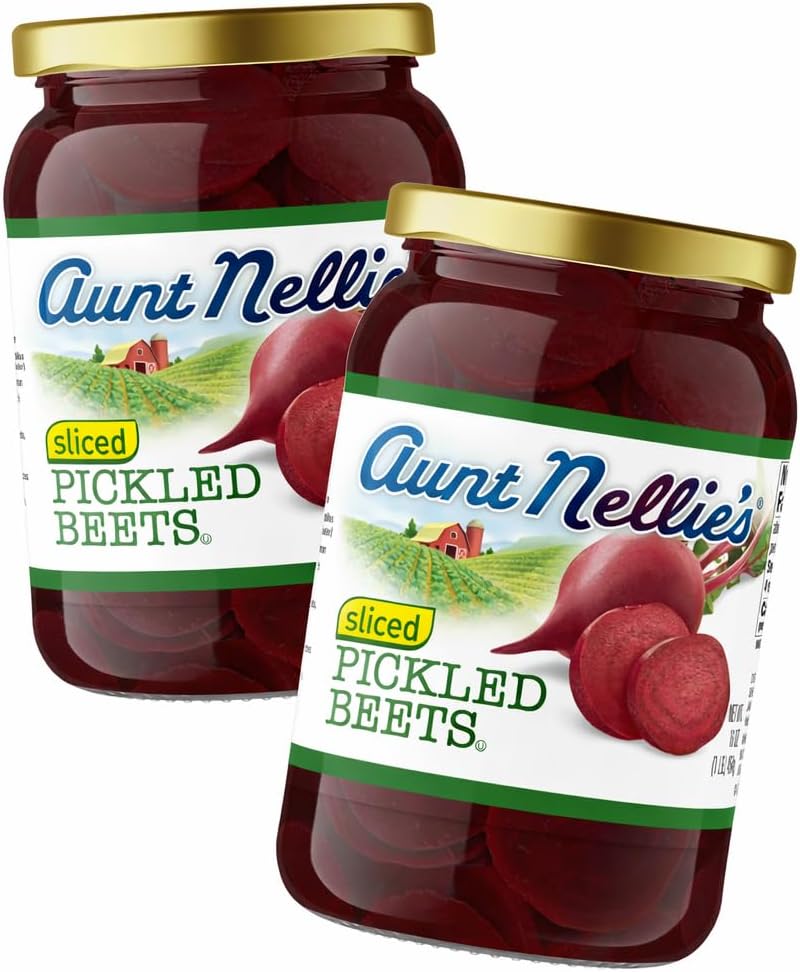 Aunt Nellie’s Sliced Pickled Beets | Tangy, Earthy, Sweet and Delicious | Deep Vibrant Ruby Red-Purple | Grown in the USA | Smoothies, Salads, Side Dishes (16oz, 2-Pack)