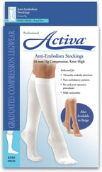 Activa Anti-EMB 18 mmHg Knee High Closed Toe Stockings, Beige, Large