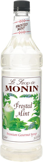 Monin - Frosted Mint Syrup, Bold Spearmint Coolness, Natural Flavors, Great for Smoothies, Sodas, Cocktails, and Teas, Non-GMO, Gluten-Free (1 Liter)