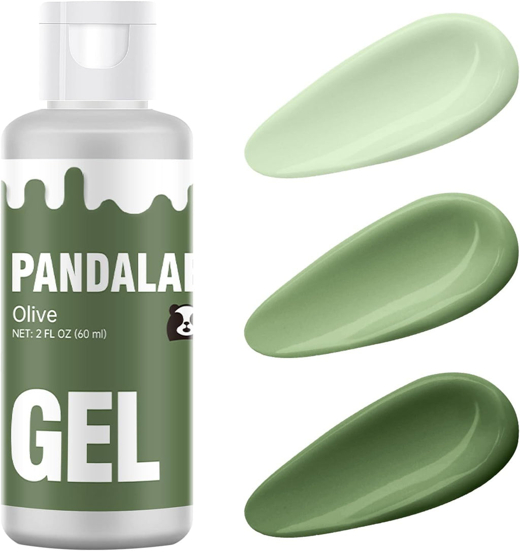 Olive Gel Food Coloring - Pandalab 2 Ounce High Concentrated Food Dye for Baking, Cake, Cookie, Fondant, Icing, Easter Egg, Macaron, DIY Slime (60ml)