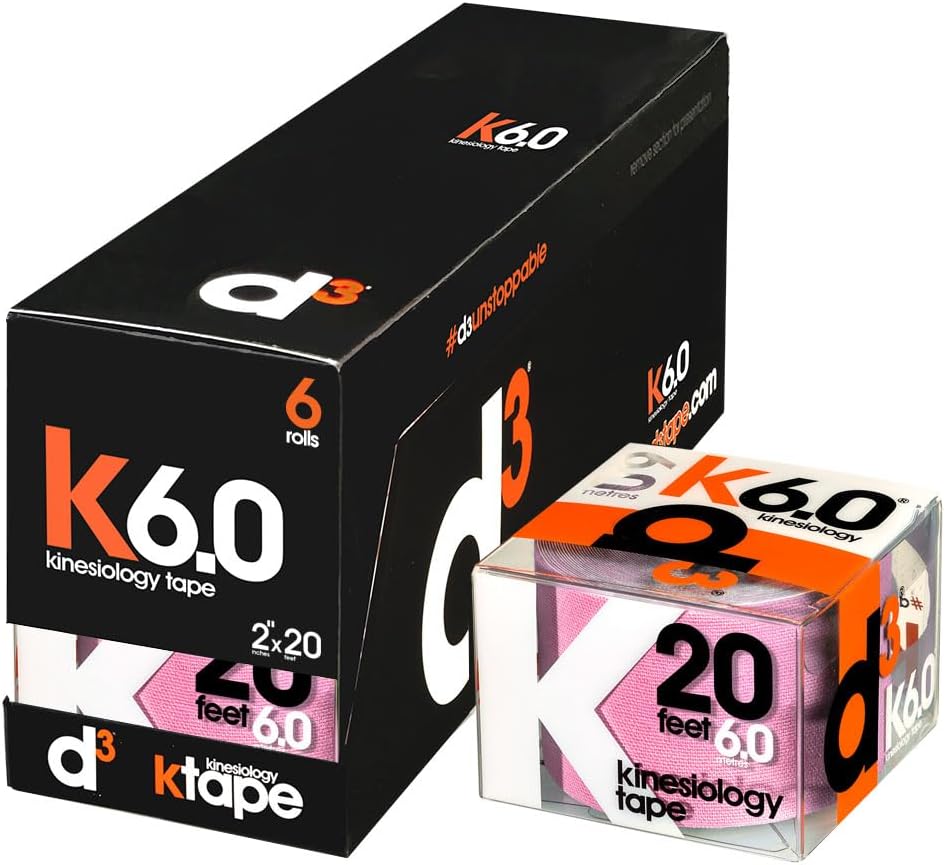 K6.0 Kinesiology Tape - 2in x 20ft Candy Floss (6 Rolls) Latex-Free Hypoallergenic Joint Muscle Sports Medical Injury Support