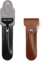 2PCS LinMei Razor Protective Travel Cover for Straight, Shavette and Barber Razors Shaving Pouch Holder (Brown, Black)