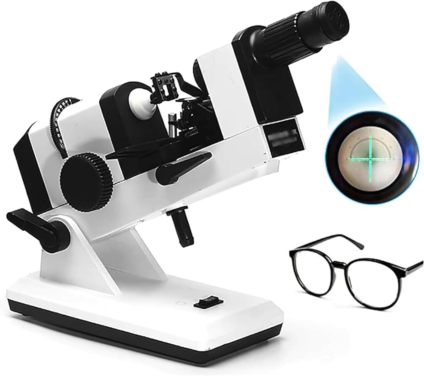 Manual Optical Lensmeter, Portable Focimeter Optometry Machine with External Reading, Measuring Range 0 to ±25D, External Reading 0.125D, Accurate Measurement for Optical Shops, Optician Centers