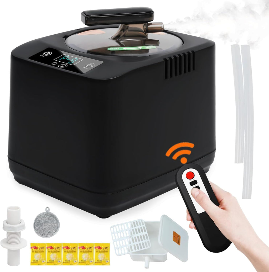 Portable Sauna Steamer Machine with Remote Control, 3L 1200W Upgrated Steam Generator for Sauna, 9 Levels, 120 MIN Timer, for Home Spa Sauna Accessories