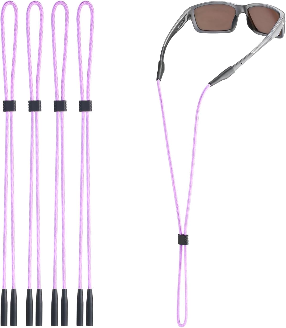 Eyeglasses Strap Holder, Glasses Strap - Eye Glasses Holders Around Neck - Adjustable Sunglasses Straps String for Men Women Kids - Eyewear Retainer Cord Chain Lanyard (4pcs Purple)