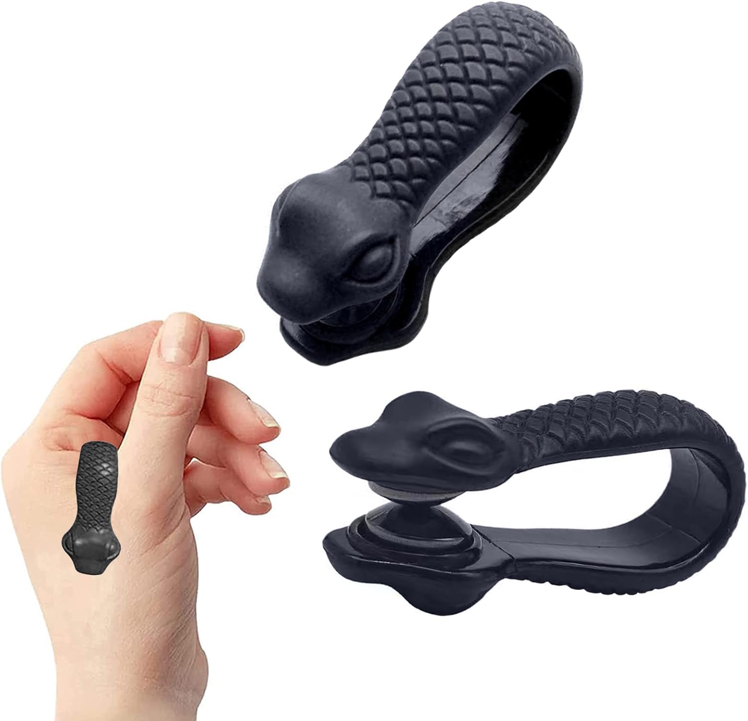 2 Pcs Acupressure Clips, Migraine Relief Clips with Serpentine Pattern, LI4 Massage Clips for Men/Women, Plastic Tiger Mouth Rubdown Clips for Headache, Migraine, Tension Relief, Black