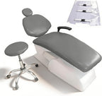 5Pcs Dental Chair Covers Set - Waterproof & Non-Slip PU Leather Elastic Full Covers with Foot, Seat, Headrest & Backrest Protectors for Dental Clinic Chairs(Gray)