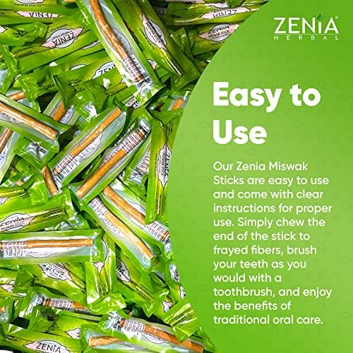 Zenia Sewak Natural Miswak Toothbrush - Vacuum Sealed Natural Flavor Traditional Peelu Toothbrush Stick - for Healthy Gums, Teeth, and Fresher Breath (1 Pack)