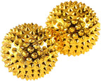 Ejoyous Massage Hand Balls, 1Pair Acupoints Massager, Pressing Acupoints Magnetic Hand Acupuncture Balls, Gold Spiky Massage Ball for Massaging Relieving itching