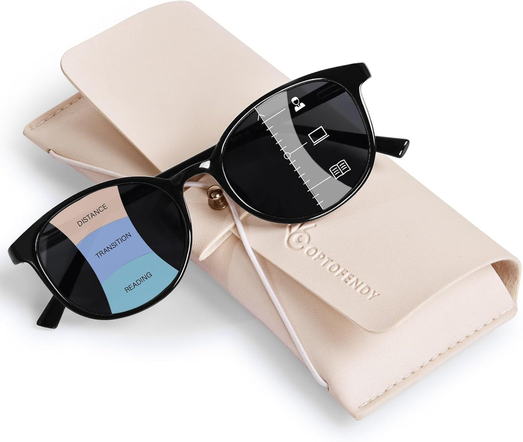 Progressive Sunglasses for Women Men, TR90 Multifocal Reader Sunglasses with Spring Hinge, UV400 Protection
