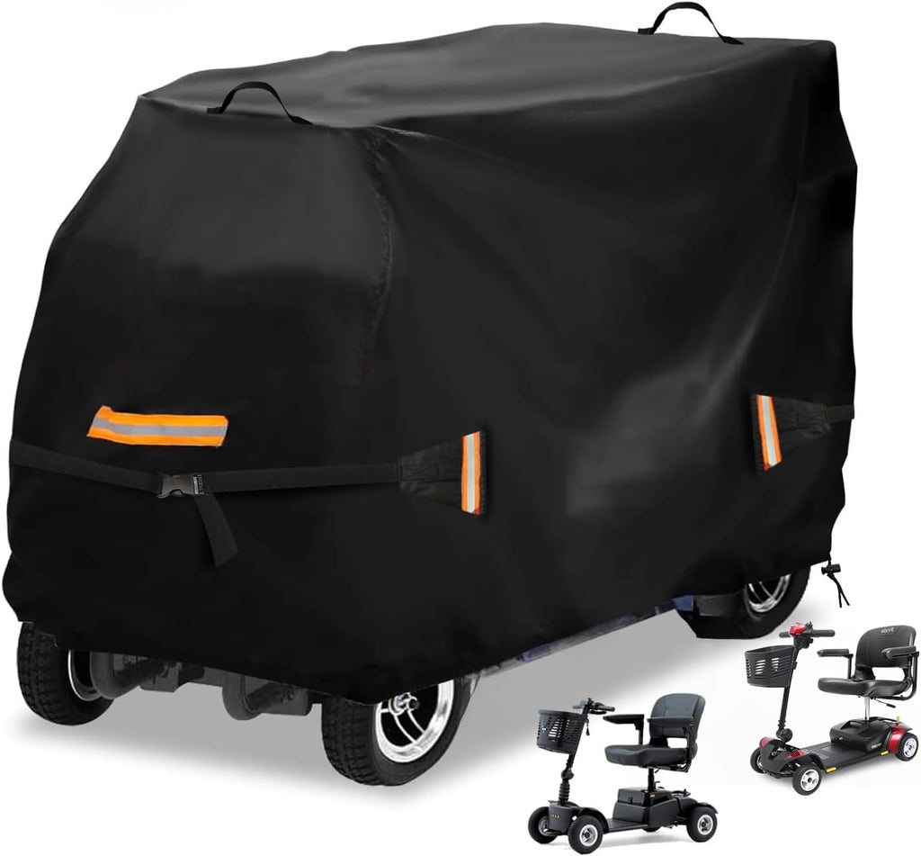 Upgraded Mobility Scooter Storage Cover, 600D Heavy Duty Scooter Weather Cover, Mobility Scooter Cover with Waterproof Strip, Anti-UV, Water Resistant - 77" x 29" x 47"