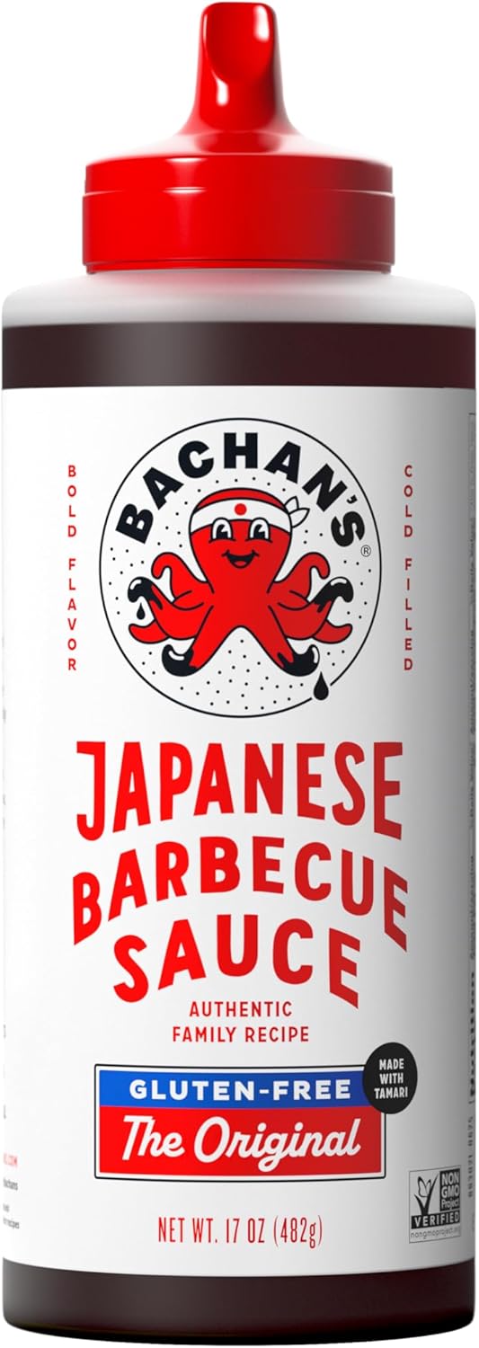 Bachan's - Japanese Barbecue Sauce - Gluten Free, 17 Oz, Small Batch, Non GMO, No Preservatives, Vegan and BPA free. Condiment for Wings, Chicken, Beef, Pork, Seafood, Noodle Recipes, and More