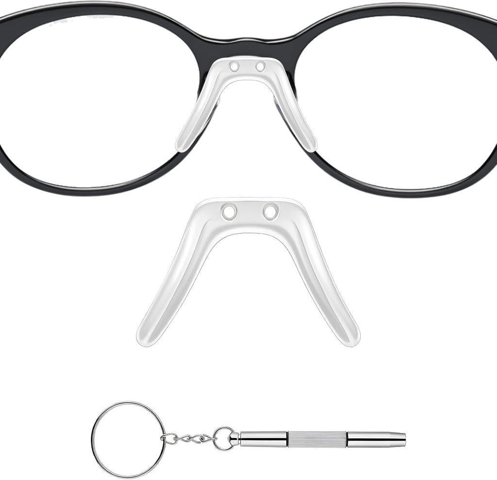 Saddle Bridge Eyeglasses Nose Pads, U-Shape Non Slip Glasses Nose Pad Replacement, Soft Silicone Pad with Screwdriver for Eye Glasses Sunglass Eyewear