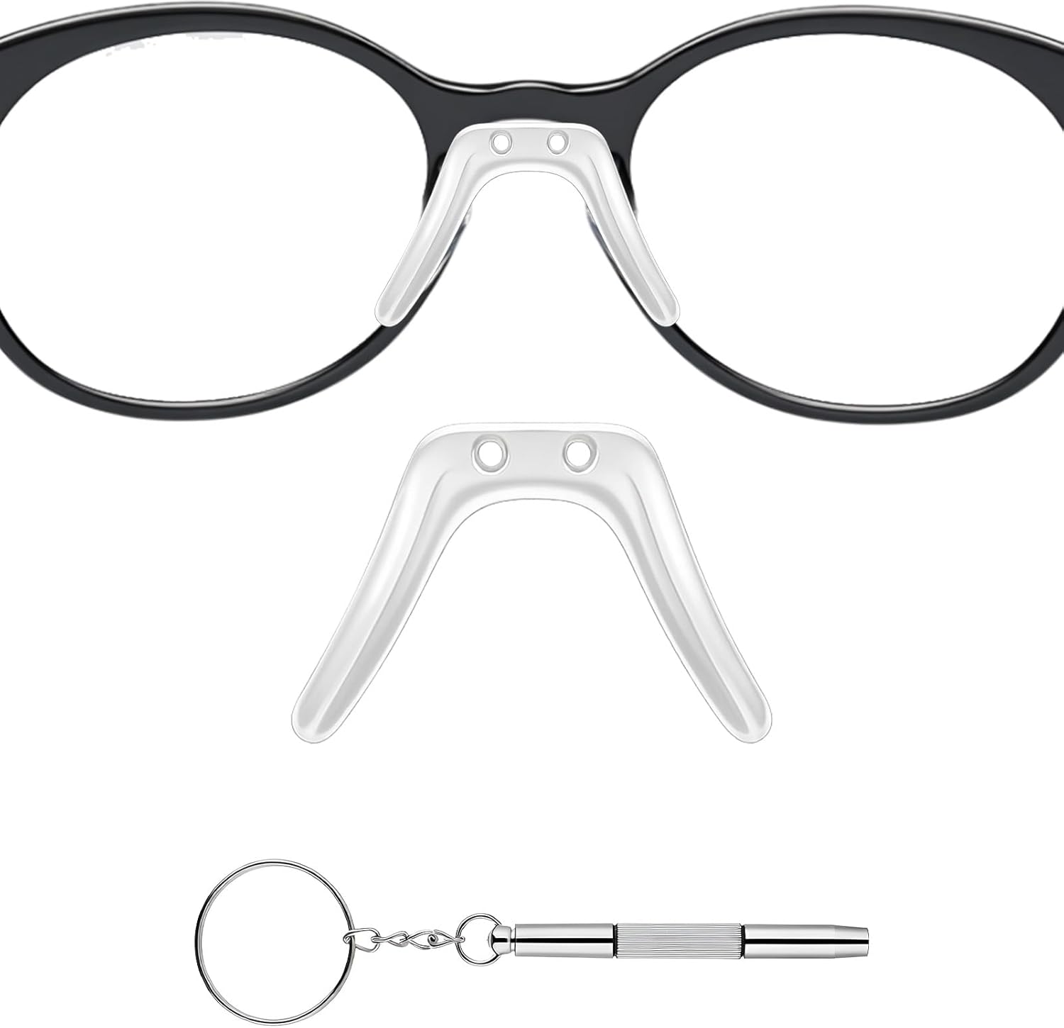 Saddle Bridge Eyeglasses Nose Pads, U-Shape Non Slip Glasses Nose Pad Replacement, Soft Silicone Pad with Screwdriver for Eye Glasses Sunglass Eyewear