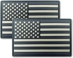 QQSD Black US American Flag Patch USA Tactical Military Patch - PVC Hook and Loop Fastener Patch, 2 Pack