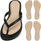 2 Pairs Insoles - Flip Flop Gel Arch Support Inserts, Suede Thong Sandal Cushion for Women, Anti Slip Adhesive Shoe Pads, Beige