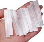 10pcs Natural Selenite Crystal Stick Chips Gypsum White Quartz Selenite Wand Rough Minerals Specimen Point Healing Stones for Reiki, Chakra