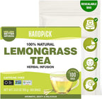 HANDPICK, Lemongrass Tea Bags (100 Count) Non-GMO, Caffeine Free - Quality Lemongrass Herbal Tea- Eco-conscious Round Tea Bags | Brew Hot or Iced Tea