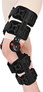 Hinged ROM Knee Brace, Carbon Fiber Material, Lightweight & Sturdy, Post Op Knee Braces for Recovery Stabilization, ACL, MCL & PCL Injury, Adjustable Medical Orthopedic Support